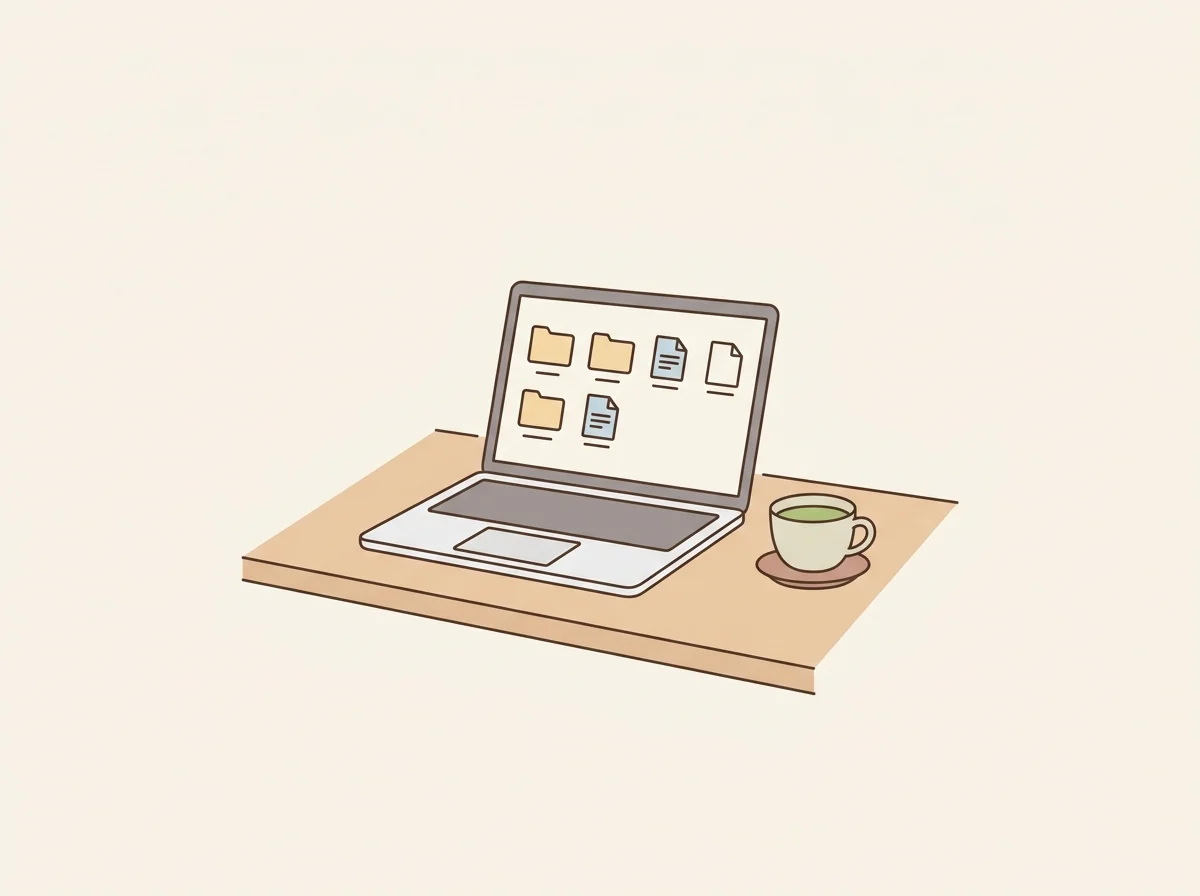デジタルアーカイブを閲覧するパソコンのイラスト